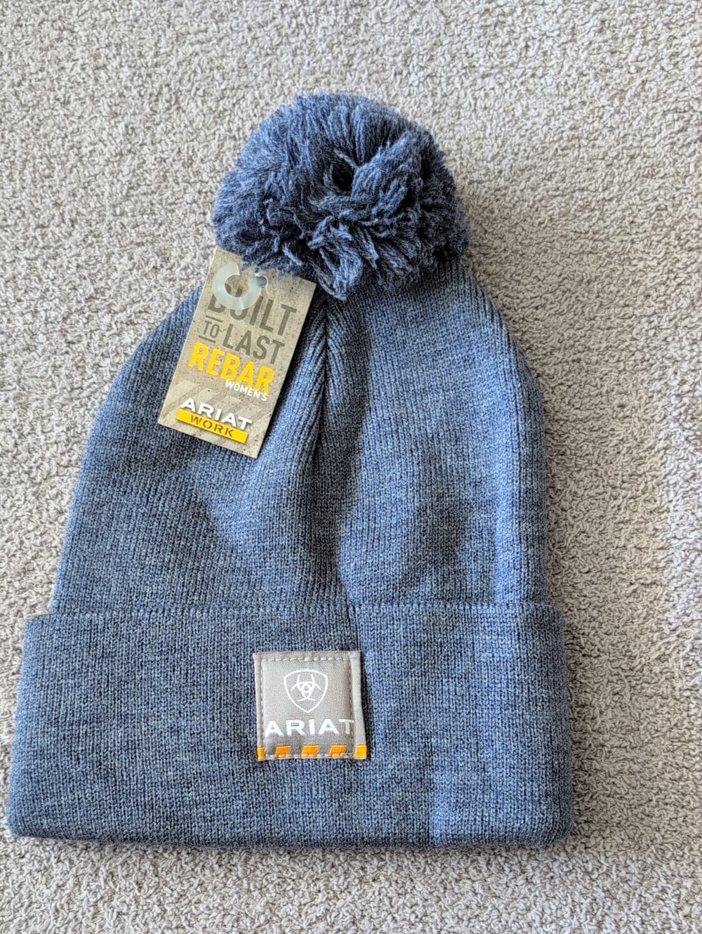 Ariat Women's Denim Heather Rebar Pom Beanie